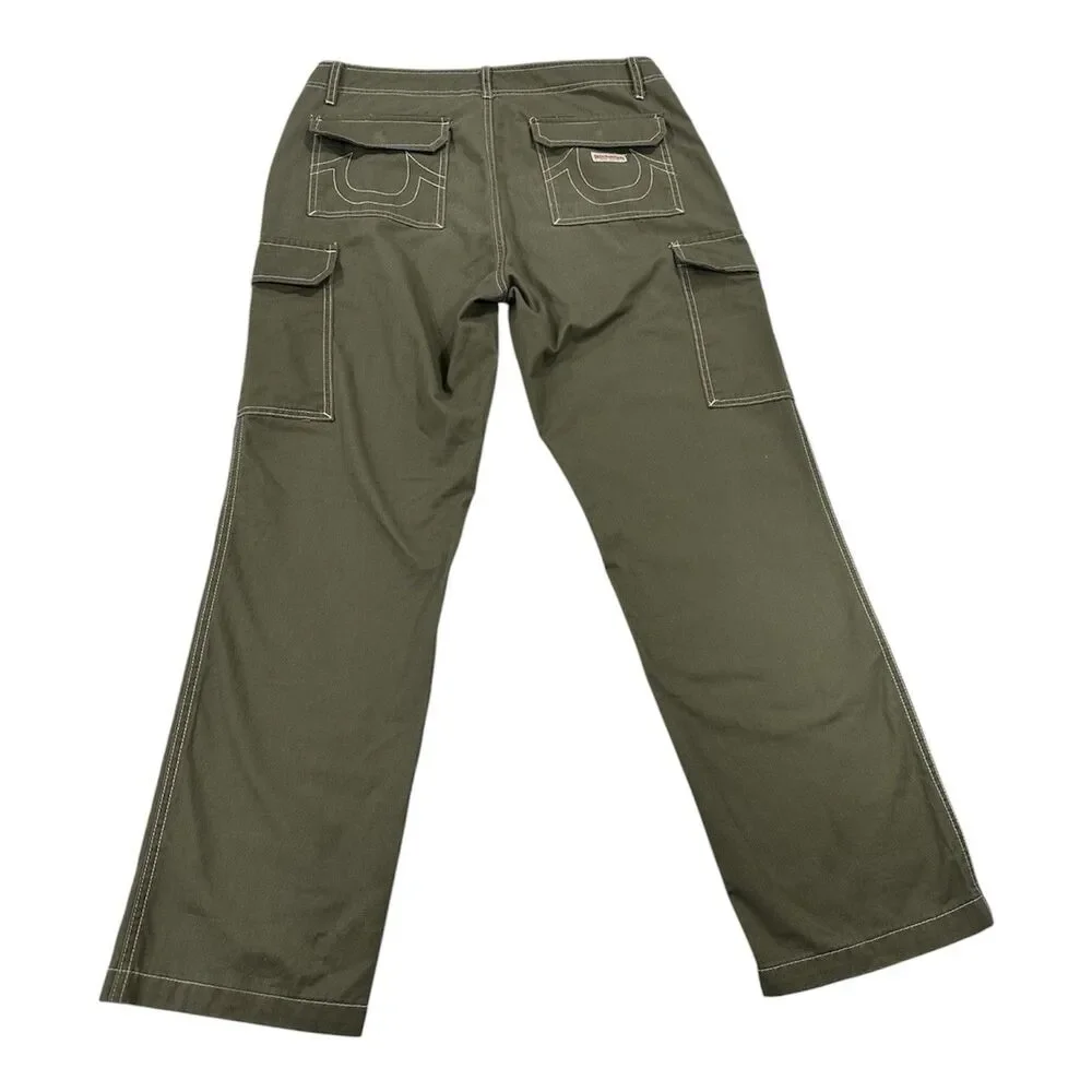 True Religion Men's Baggy Cargo Pants Kalamata Green Style 108335 Size 33